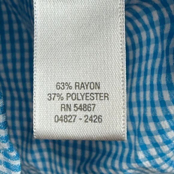 Christopher & Banks Shirt Womens 1X Blue Gingham Check Short Sleeve Button Front - Picture 6 of 8